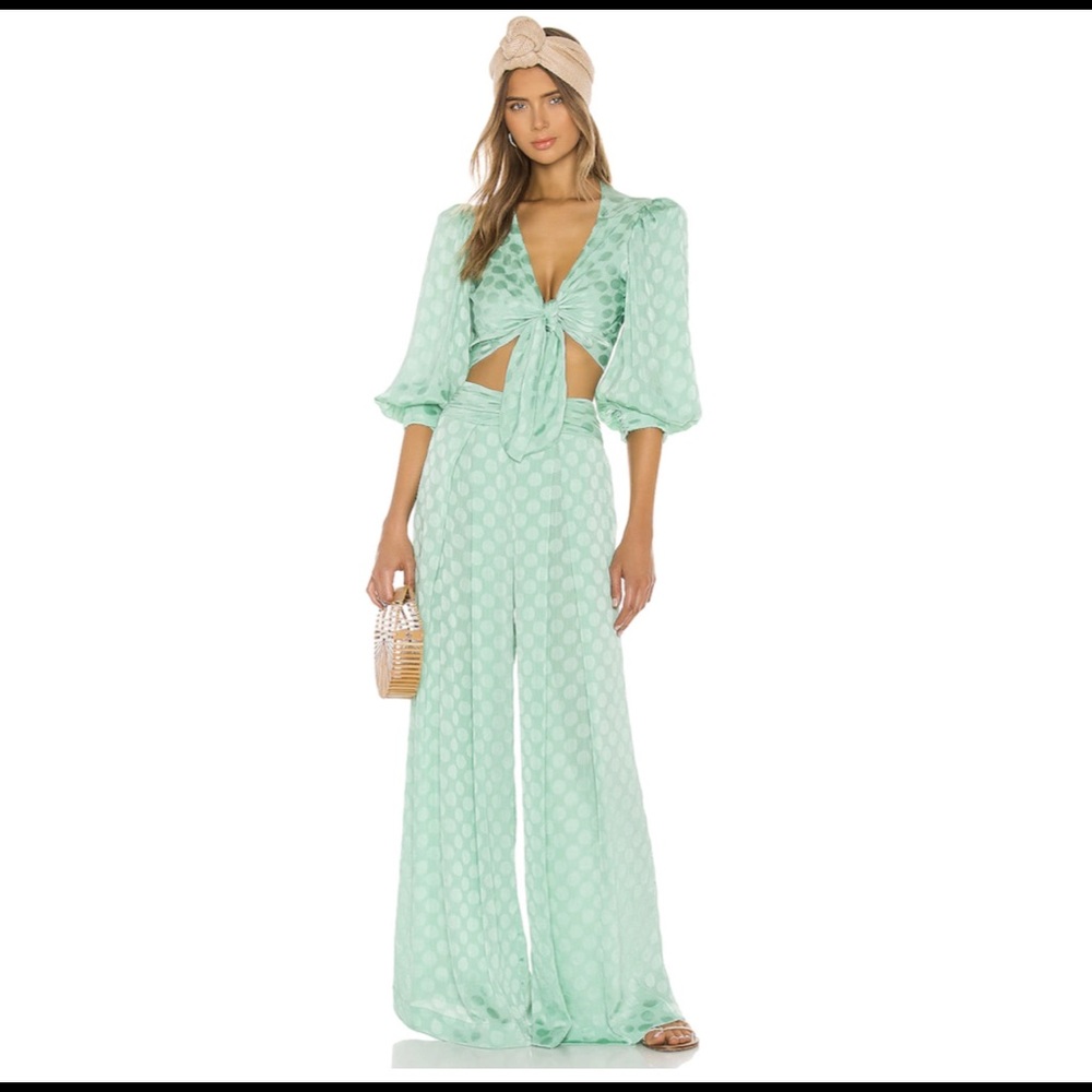 Patbo satin dot crop top and matching pants